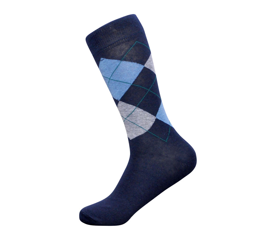 Goodthreads Men's 5-Pack Patterned Socks, Assorted Blue/Grey, Shoe Size: 8-12